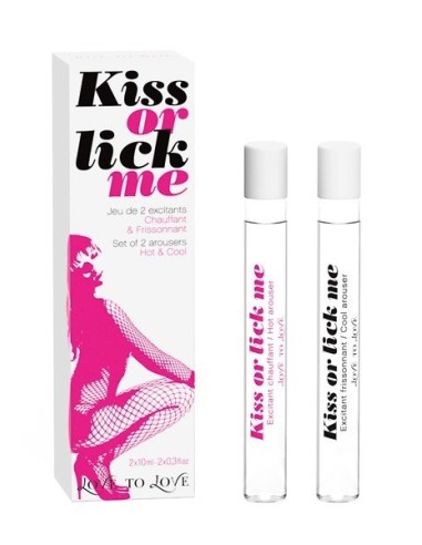 SET 2 FIALE ECCITANTI CALDO O FREDDO "KISS OR LICK ME" - 10 ML