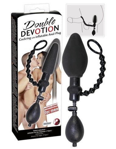 PLUG ANALE GONFIABILE CON ANELLO FALLICO \"DOUBLE DEVOTION\"