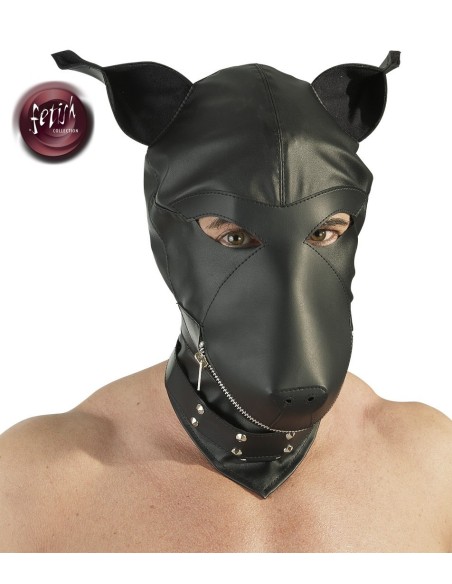 MASCHERA DOBERMANN IN PELLE NERA - TAGLIA UNICA 