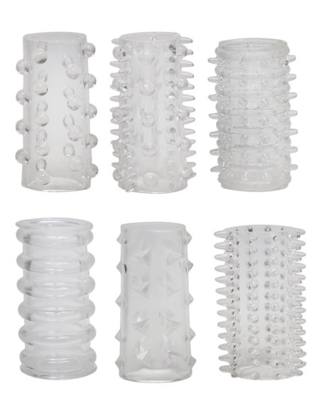 SET 6 GUAINE FALLICHE CON RILIEVI STIMOLANTI DIFFERENTI