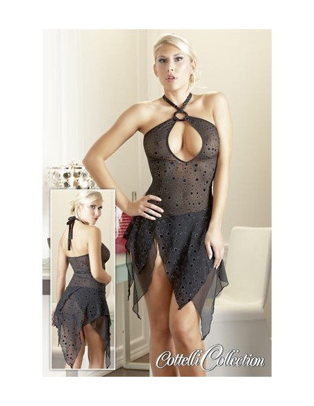 MINI ABITO TRASPARENTE A FRANGE