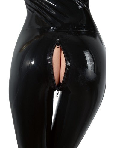 CATSUIT TUTA IN LATTICE CON CERNIERE "RUBBER"