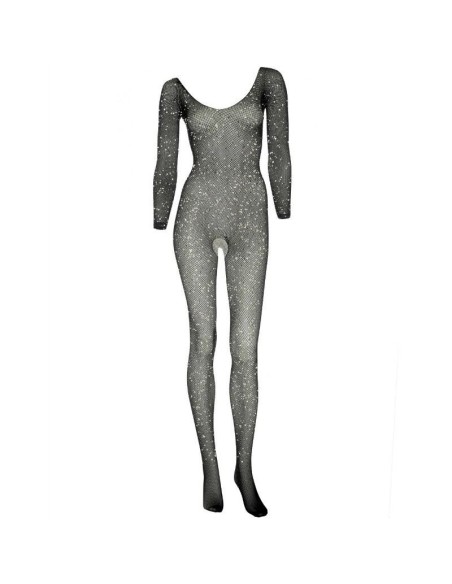 BODYSTOCKING LEG AVENUE "FISHNET SLEEVED" NERO - TAGLIA UNICA