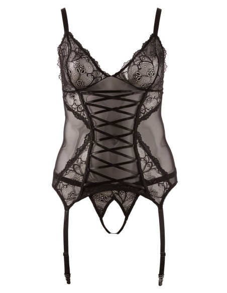 CORSETTO REGGICALZE IN PIZZO CON PERIZOMA COORDINATO