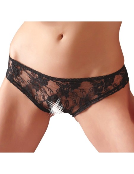 SLIP IN PIZZO CON APERTURA "COTTELLI LINGERIE" COLORE NERO