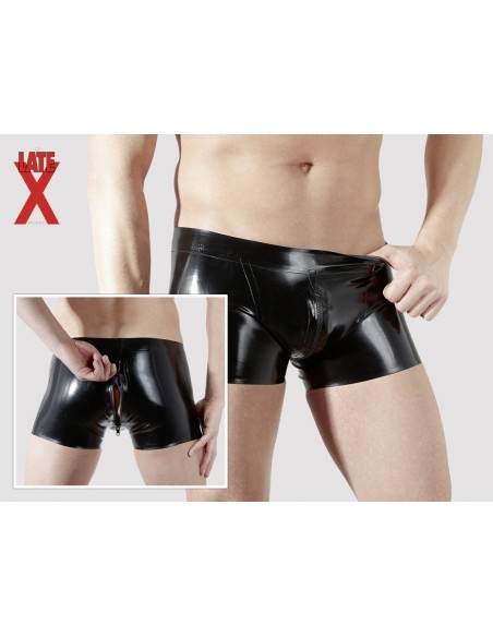 BOXER IN LATEX NERO CON CHIUSURA ZIP