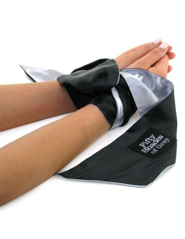 CRAVATTA LEGA POLSI O CAVIGLIE IN RASO 50 SFUMATURE DI GRIGIO "LIMITI SOFT"