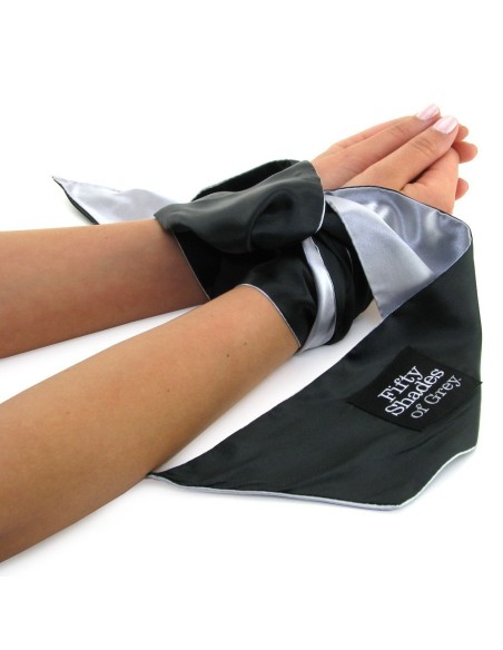 CRAVATTA LEGA POLSI O CAVIGLIE IN RASO 50 SFUMATURE DI GRIGIO "LIMITI SOFT"