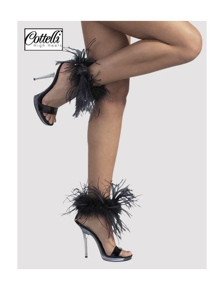 SCARPE IN VERNICE NERA E PIUME \"BELIZE\"