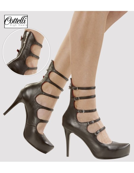 SCARPE IN PELLE CON LACCI FRONTALI E ZIP “SHIRAZ”