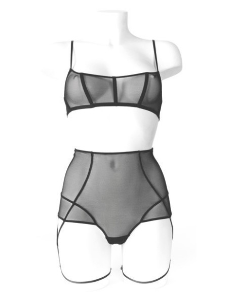 REGGISENO A FASCIA IN PIZZO NERO COLLEZIONE \"VILLA BEL AMI\"